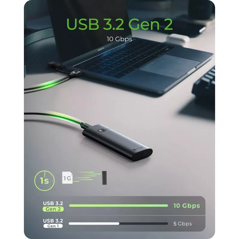 ICY BOX M.2 NVMe-Gehäuse mit USB 3.2 Gen 2 Type-C, SSD-Gehäuse, M.2, PCI Express, 10 Gbit/s, Hot-Swap, Schwarz