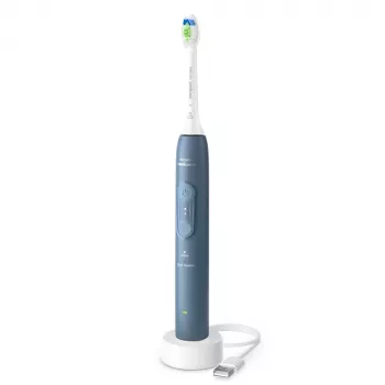 Wiederaufladbare Schallzahnbürste Philips 4100 HX4041/48 — integrierter Li‑Ion-Akku, Modi „Tägliche Reinigung“ und „Zahnfleischpflege“, 1 Handstück, 1 Bürstenkopf, Blau