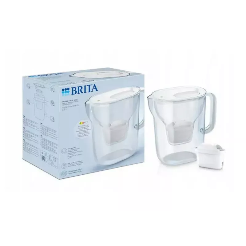 Wasserfilter-Kanne BRITA Style ESSENTIAL XL weiß mit MX Pro Pure Performance Kartusche