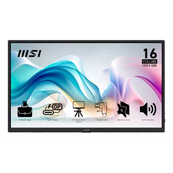 MSI PRO MP165 E6 Tragbarer TV/Monitor Tragbarer Monitor Schwarz 39,6 cm (15,6 Zoll) LED 1920 x 1080 Pixel