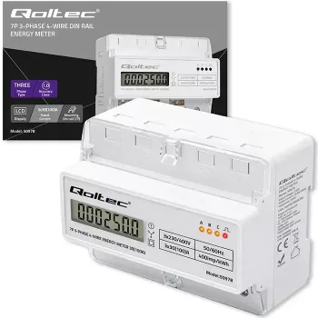 Dreiphasen-Hutschienen-Energiezähler QOLTEC 50978 — 400 V, 100 A