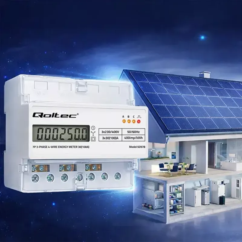Dreiphasen-Hutschienen-Energiezähler QOLTEC 50978 — 400 V, 100 A