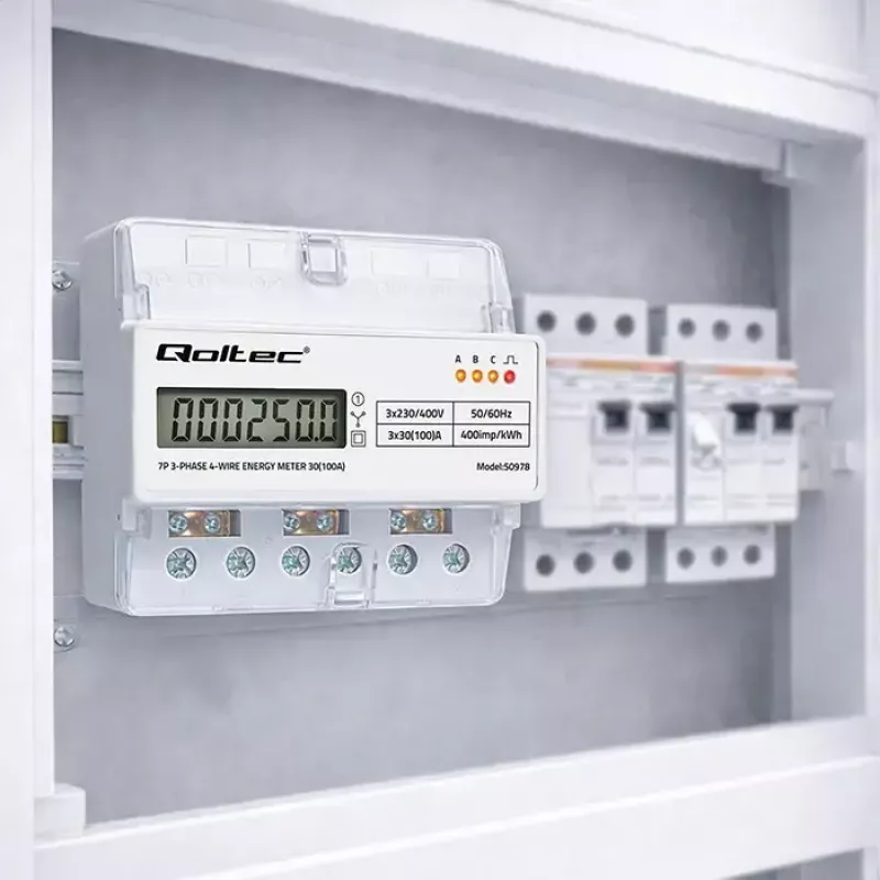 Dreiphasen-Hutschienen-Energiezähler QOLTEC 50978 — 400 V, 100 A