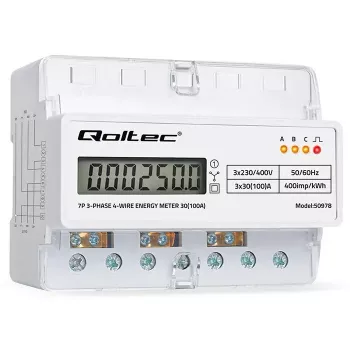 Dreiphasen-Hutschienen-Energiezähler QOLTEC 50978 — 400 V, 100 A