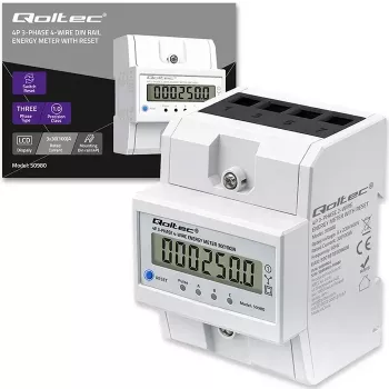 Drehstromzähler QOLTEC 50980 — 400 V, 100 A mit Reset