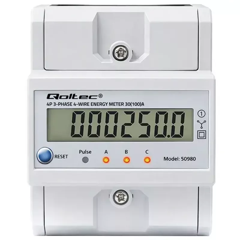 Drehstromzähler QOLTEC 50980 — 400 V, 100 A mit Reset
