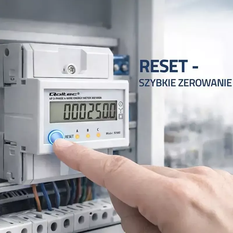 Drehstromzähler QOLTEC 50980 — 400 V, 100 A mit Reset