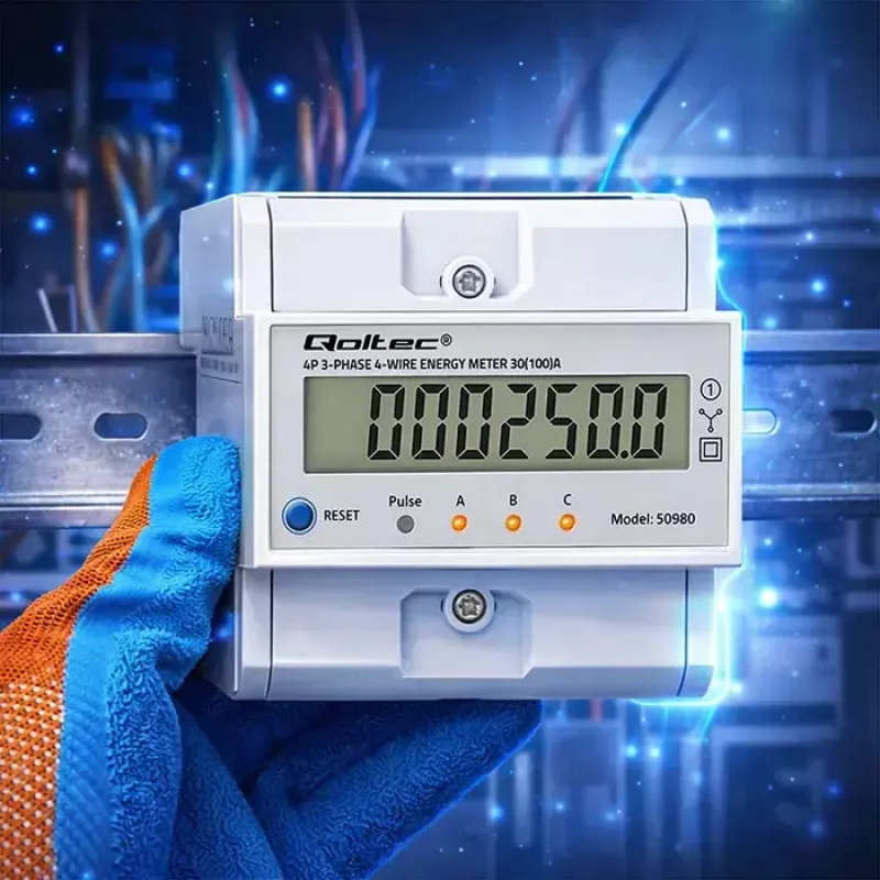 Drehstromzähler QOLTEC 50980 — 400 V, 100 A mit Reset