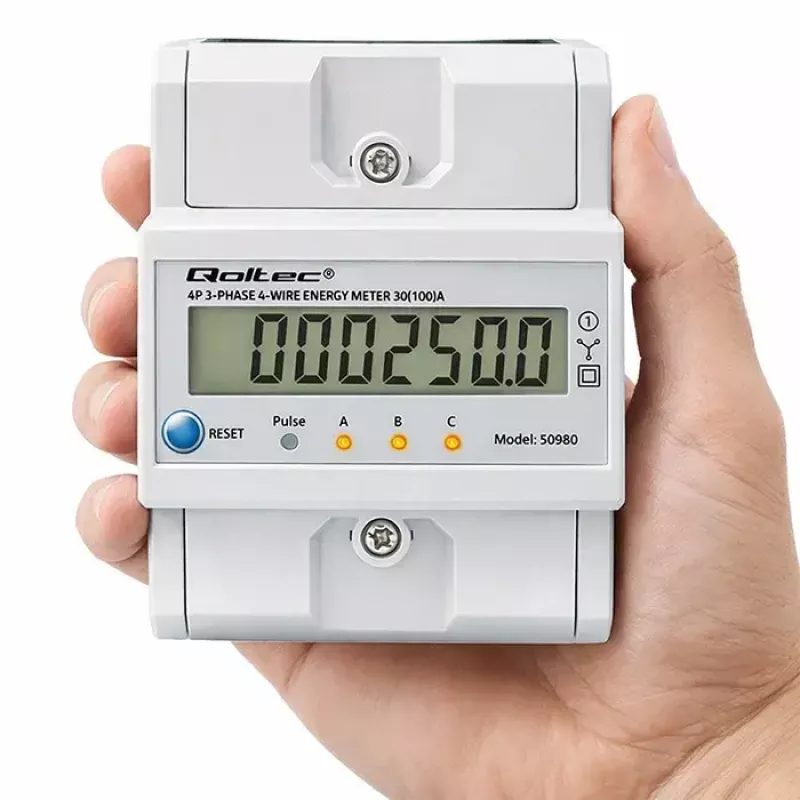 Drehstromzähler QOLTEC 50980 — 400 V, 100 A mit Reset