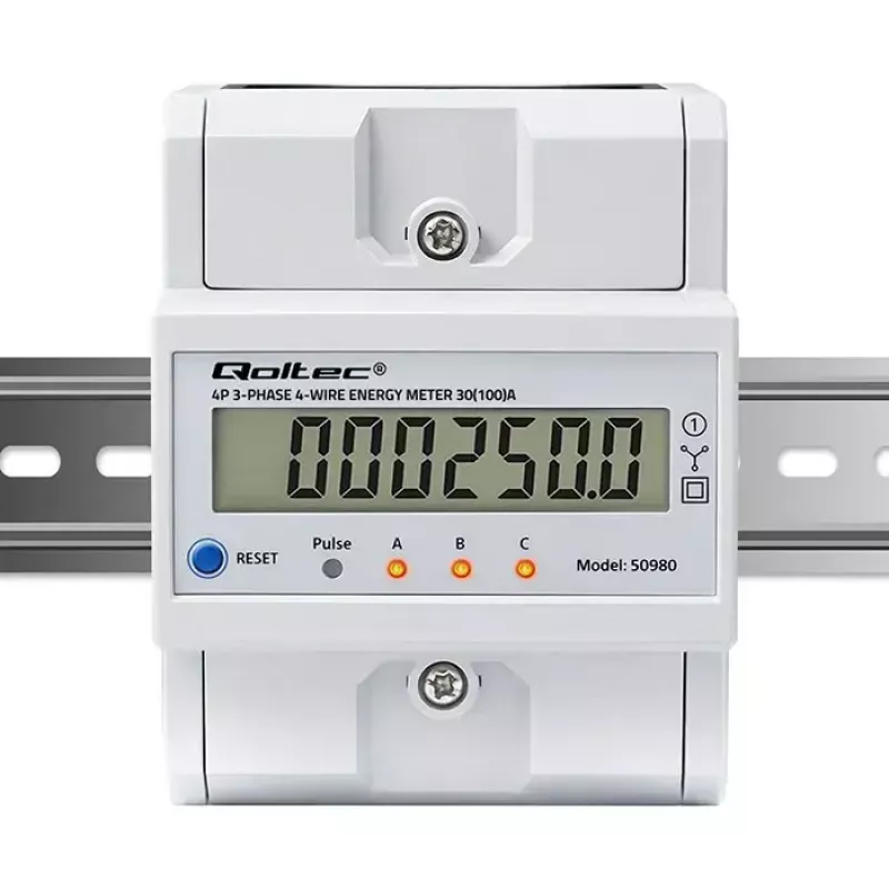 Drehstromzähler QOLTEC 50980 — 400 V, 100 A mit Reset