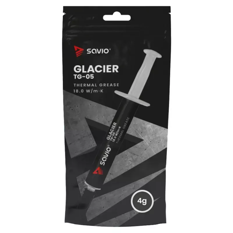 Wärmeleitpaste SAVIO TG-05 4g — Wärmeleitfähigkeit 18 W/m·K, Viskosität 2,6 g/ml