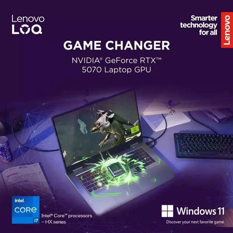 Laptop Lenovo LOQ 17IRX10 17,3 Zoll FHD IPS i7-13650HX 16 GB DDR5 1 TB SSD NVIDIA GeForce RTX 5060 8 GB Windows 11 Home Luna Grey
