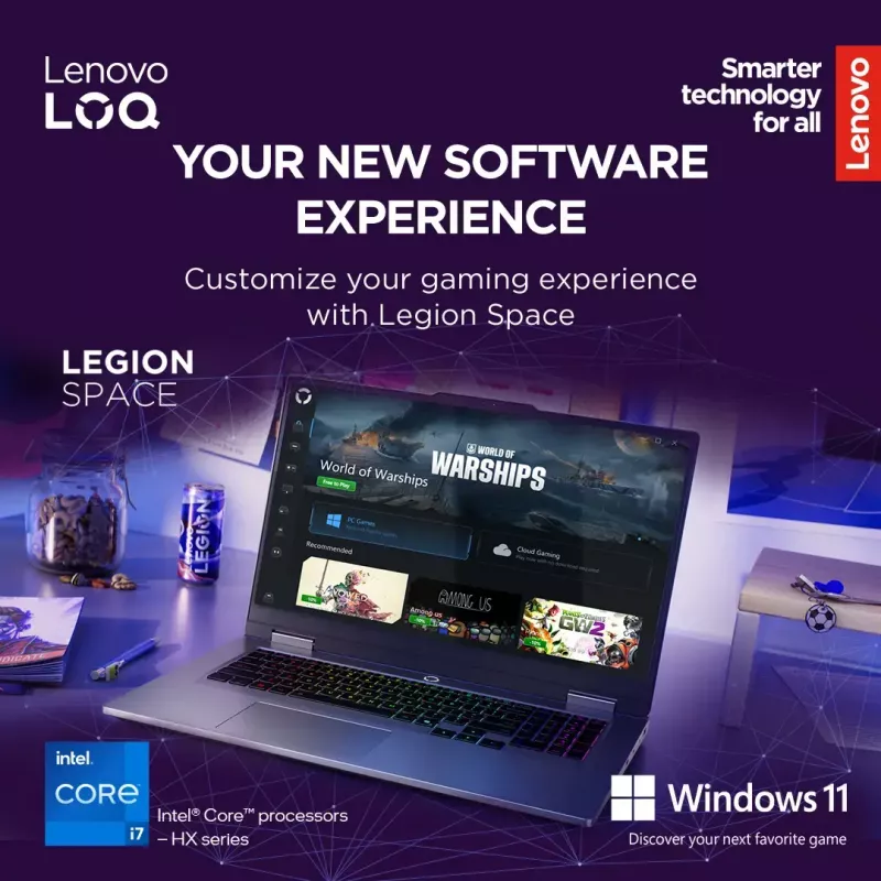 Laptop Lenovo LOQ 17IRX10 17,3 Zoll FHD IPS i7-13650HX 16 GB DDR5 1 TB SSD NVIDIA GeForce RTX 5060 8 GB Windows 11 Home Luna Grey