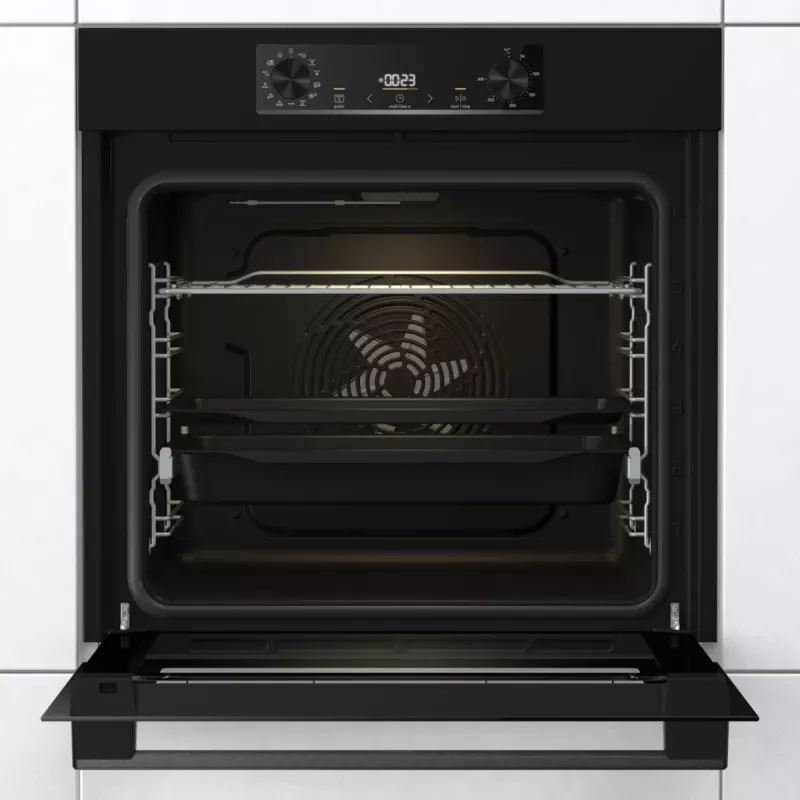 Gorenje Elektrischer Backofen BOS6737E06B RAL9005, Groß, Elektrisch, 77 l, 77 l, 2300 W, 300 °C