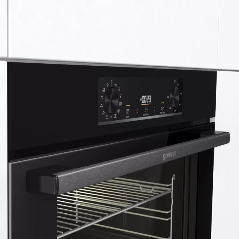 Gorenje Elektrischer Backofen BOS6737E06B RAL9005, Groß, Elektrisch, 77 l, 77 l, 2300 W, 300 °C