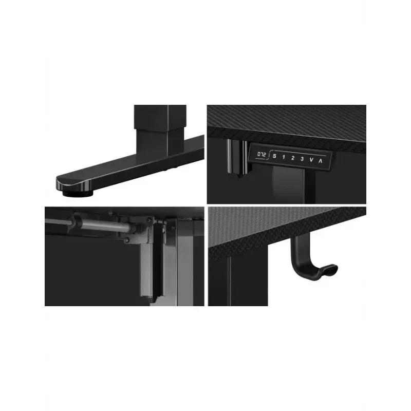 Gerader Gaming-Schreibtisch Huzaro Hero 8.2 Schwarz MDF rechteckig 1200x600 mm, höhenverstellbar 720–1180 mm, 80 kg Tragkraft