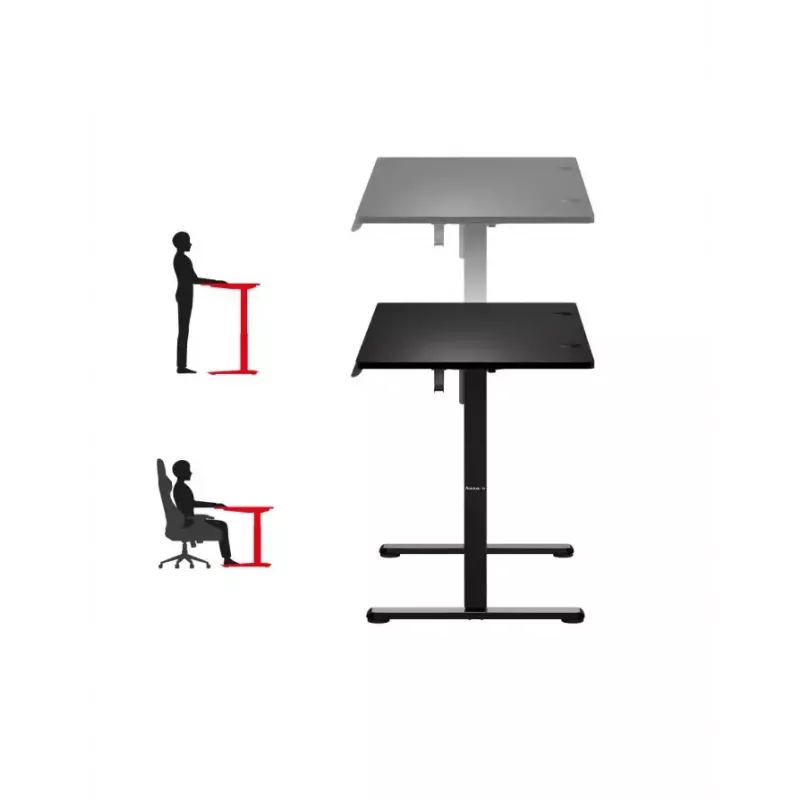 Gerader Gaming-Schreibtisch Huzaro Hero 8.2 Schwarz MDF rechteckig 1200x600 mm, höhenverstellbar 720–1180 mm, 80 kg Tragkraft