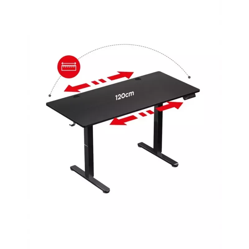 Gerader Gaming-Schreibtisch Huzaro Hero 8.2 Schwarz MDF rechteckig 1200x600 mm, höhenverstellbar 720–1180 mm, 80 kg Tragkraft