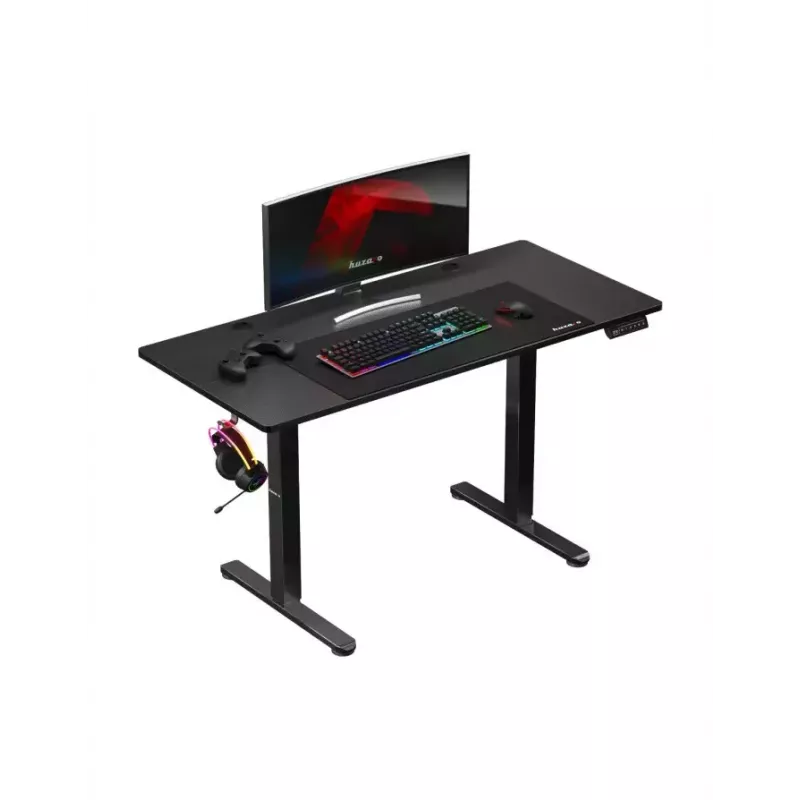 Gerader Gaming-Schreibtisch Huzaro Hero 8.2 Schwarz MDF rechteckig 1200x600 mm, höhenverstellbar 720–1180 mm, 80 kg Tragkraft
