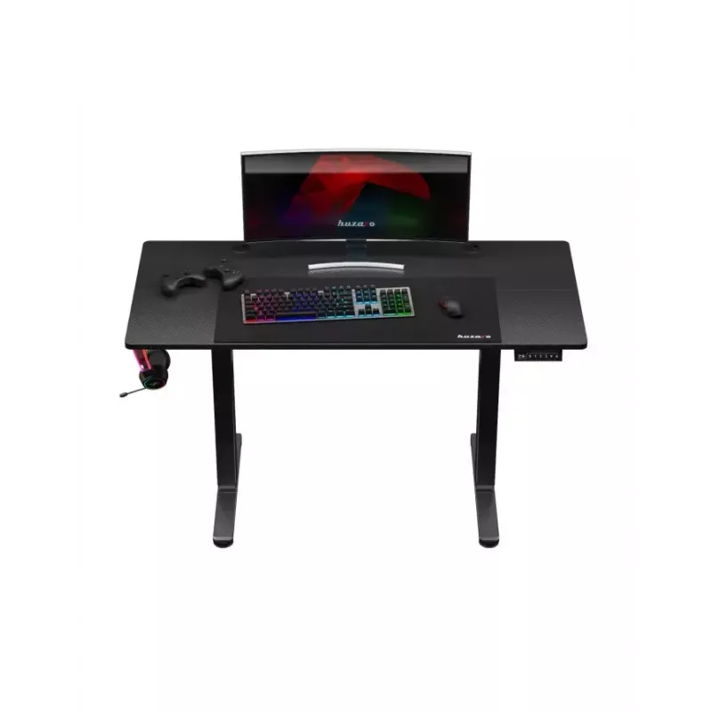Gerader Gaming-Schreibtisch Huzaro Hero 8.2 Schwarz MDF rechteckig 1200x600 mm, höhenverstellbar 720–1180 mm, 80 kg Tragkraft
