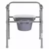 Zusammenklappbarer Toilettenstuhl ANTAR mit Armlehnen, Aufbewahrungsbox, Stahlrahmen, höhenverstellbar 35–50 cm, max. Belastung 120 kg, grau