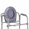 Zusammenklappbarer Toilettenstuhl ANTAR mit Armlehnen, Aufbewahrungsbox, Stahlrahmen, höhenverstellbar 35–50 cm, max. Belastung 120 kg, grau