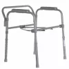Zusammenklappbarer Toilettenstuhl ANTAR mit Armlehnen, Aufbewahrungsbox, Stahlrahmen, höhenverstellbar 35–50 cm, max. Belastung 120 kg, grau
