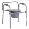 Zusammenklappbarer Toilettenstuhl ANTAR mit Armlehnen, Aufbewahrungsbox, Stahlrahmen, höhenverstellbar 35–50 cm, max. Belastung 120 kg, grau