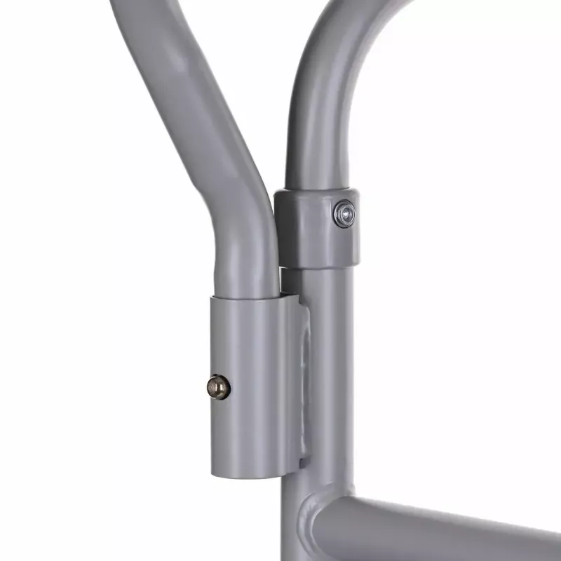 Zusammenklappbarer Toilettenstuhl ANTAR mit Armlehnen, Aufbewahrungsbox, Stahlrahmen, höhenverstellbar 35–50 cm, max. Belastung 120 kg, grau