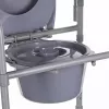 Zusammenklappbarer Toilettenstuhl ANTAR mit Armlehnen, Aufbewahrungsbox, Stahlrahmen, höhenverstellbar 35–50 cm, max. Belastung 120 kg, grau
