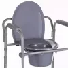 Zusammenklappbarer Toilettenstuhl ANTAR mit Armlehnen, Aufbewahrungsbox, Stahlrahmen, höhenverstellbar 35–50 cm, max. Belastung 120 kg, grau