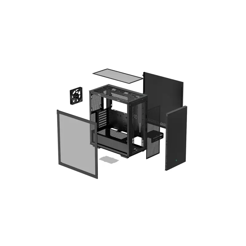 PC-Gehäuse DeepCool CH510 Midi Tower Schwarz — Temperglas, microATX/ATX, unterstützt 360-mm-Radiatoren vorne/oben, maximale GPU-Länge 38 cm, Netzteil unten, 7 Erweiterungsslots