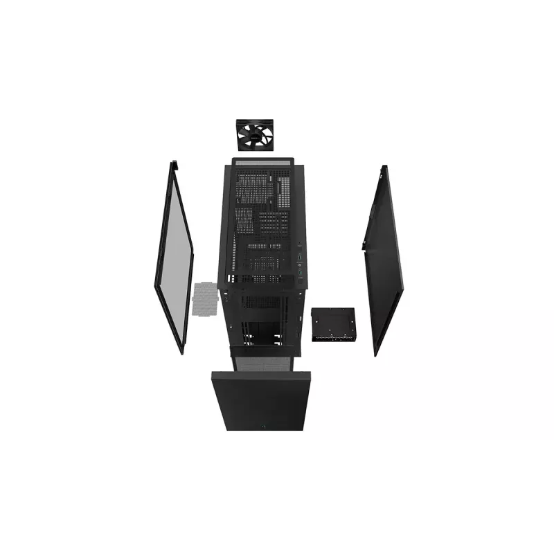 PC-Gehäuse DeepCool CH510 Midi Tower Schwarz — Temperglas, microATX/ATX, unterstützt 360-mm-Radiatoren vorne/oben, maximale GPU-Länge 38 cm, Netzteil unten, 7 Erweiterungsslots