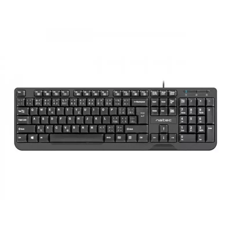 Kabelgebundene USB-Tastatur NATEC NKL-1151 — Schwarz, CZ-SK (slowakisches) Layout, 104 Tasten, USB-Kabel, 1,8 m Kabel