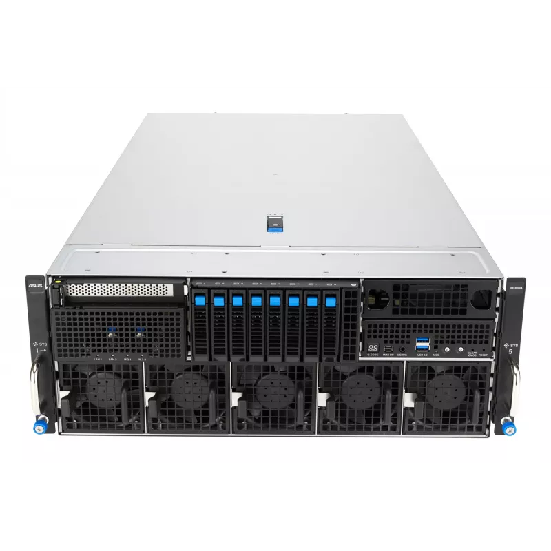 Rack-Server ASUS ESC8000A-E13 (4U) Silber – LGA 6096, AMD EPYC, DDR5, bis zu 3 TB, 24 DIMM, 2× CPU, 3200 W PSU