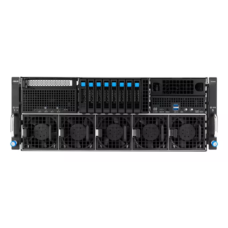 Rack-Server ASUS ESC8000A-E13 (4U) Silber – LGA 6096, AMD EPYC, DDR5, bis zu 3 TB, 24 DIMM, 2× CPU, 3200 W PSU
