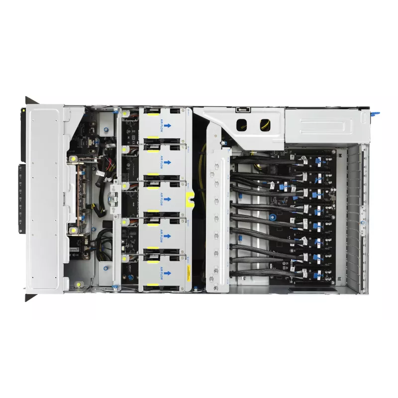 Rack-Server ASUS ESC8000A-E13 (4U) Silber – LGA 6096, AMD EPYC, DDR5, bis zu 3 TB, 24 DIMM, 2× CPU, 3200 W PSU