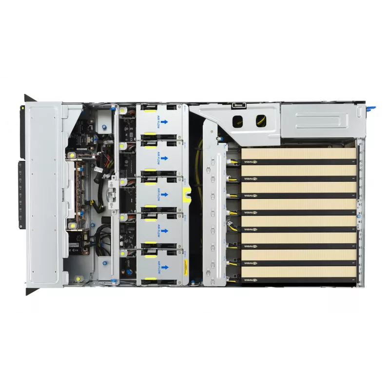 Rack-Server ASUS ESC8000A-E13 (4U) Silber – LGA 6096, AMD EPYC, DDR5, bis zu 3 TB, 24 DIMM, 2× CPU, 3200 W PSU