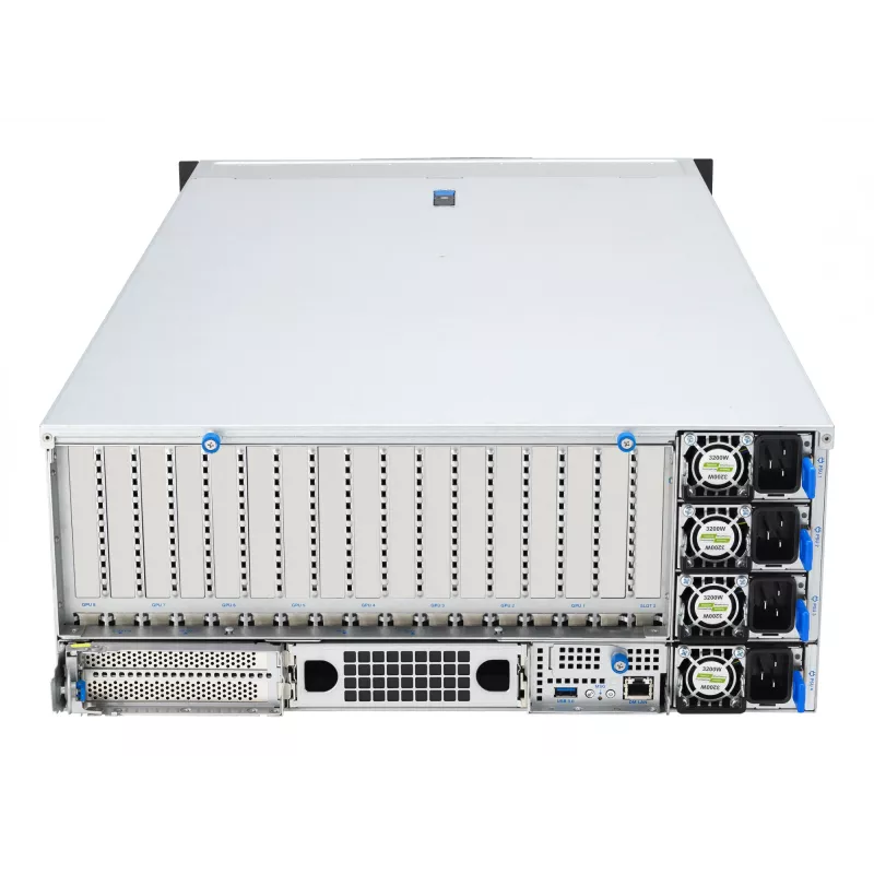 Rack-Server ASUS ESC8000A-E13 (4U) Silber – LGA 6096, AMD EPYC, DDR5, bis zu 3 TB, 24 DIMM, 2× CPU, 3200 W PSU