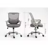 Bürodrehstuhl ActiveJet YK507 – gepolsterte Sitzfläche, Mesh-Rückenlehne, Stoffpolsterung grau, Höhe 90–100 cm, Rückenlehnenbreite 45 cm