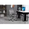 Bürodrehstuhl ActiveJet YK507 – gepolsterte Sitzfläche, Mesh-Rückenlehne, Stoffpolsterung grau, Höhe 90–100 cm, Rückenlehnenbreite 45 cm