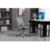 Bürodrehstuhl ActiveJet YK507 – gepolsterte Sitzfläche, Mesh-Rückenlehne, Stoffpolsterung grau, Höhe 90–100 cm, Rückenlehnenbreite 45 cm