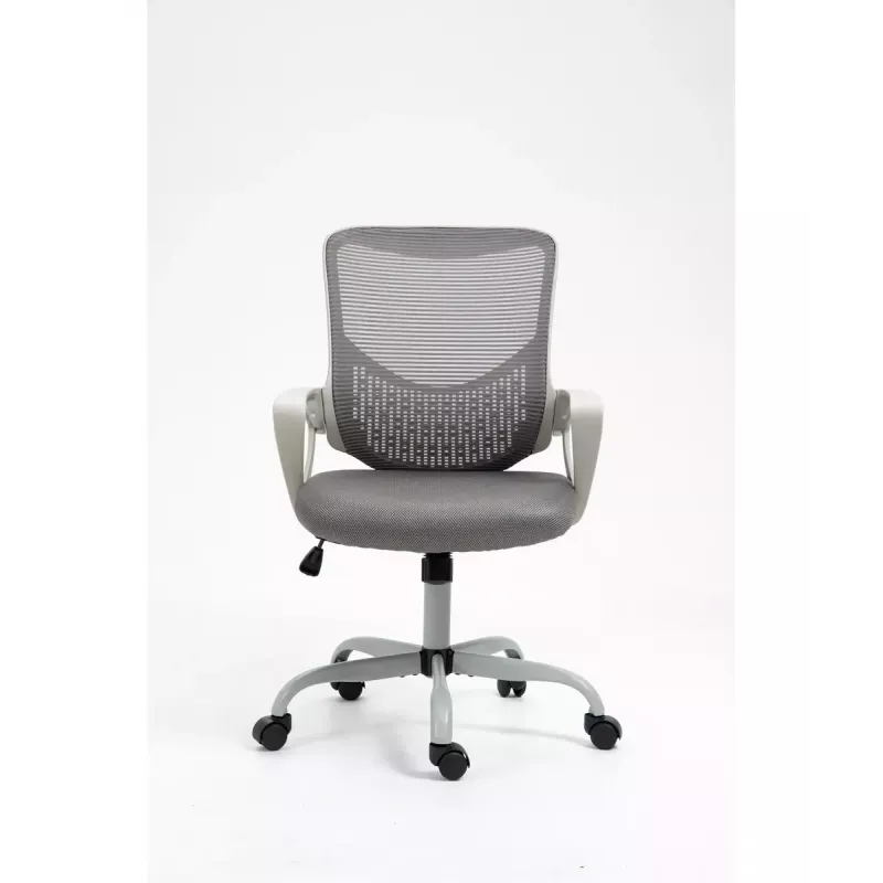 Bürodrehstuhl ActiveJet YK507 – gepolsterte Sitzfläche, Mesh-Rückenlehne, Stoffpolsterung grau, Höhe 90–100 cm, Rückenlehnenbreite 45 cm