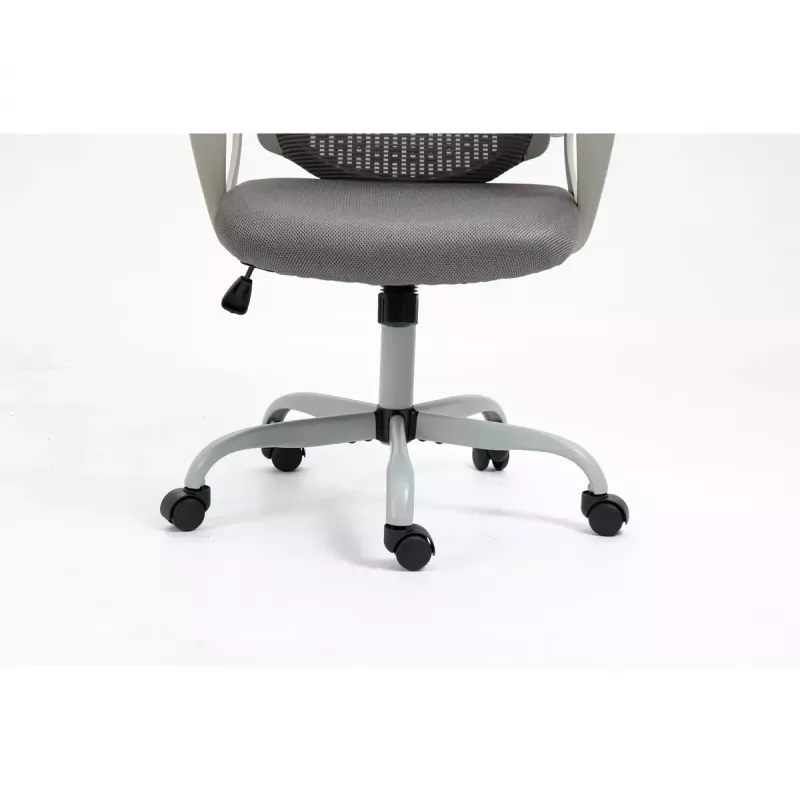 Bürodrehstuhl ActiveJet YK507 – gepolsterte Sitzfläche, Mesh-Rückenlehne, Stoffpolsterung grau, Höhe 90–100 cm, Rückenlehnenbreite 45 cm