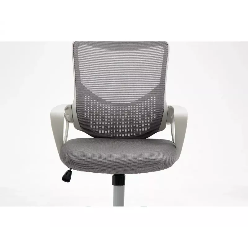 Bürodrehstuhl ActiveJet YK507 – gepolsterte Sitzfläche, Mesh-Rückenlehne, Stoffpolsterung grau, Höhe 90–100 cm, Rückenlehnenbreite 45 cm
