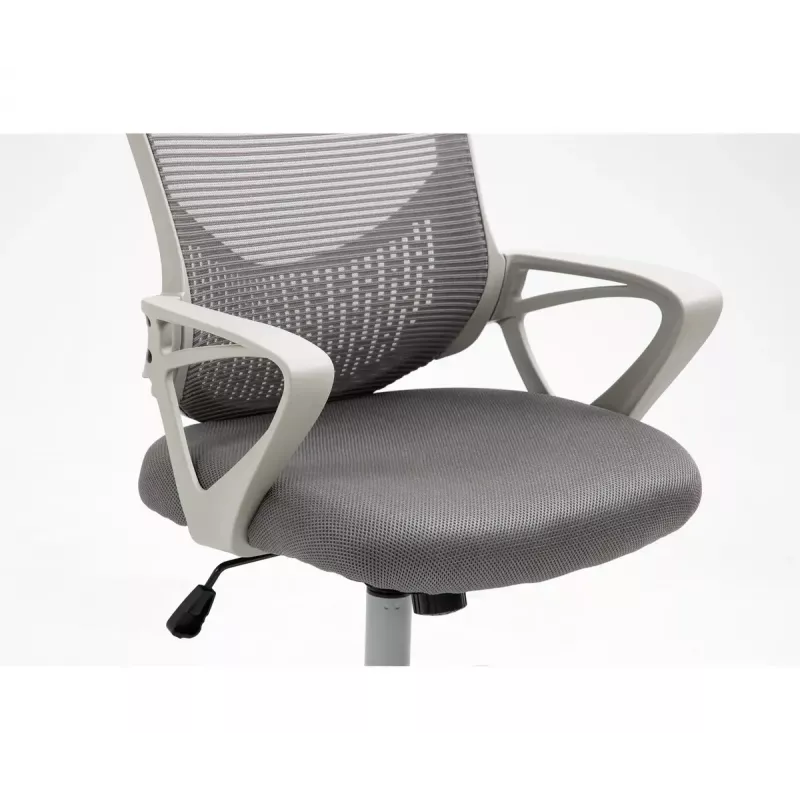 Bürodrehstuhl ActiveJet YK507 – gepolsterte Sitzfläche, Mesh-Rückenlehne, Stoffpolsterung grau, Höhe 90–100 cm, Rückenlehnenbreite 45 cm
