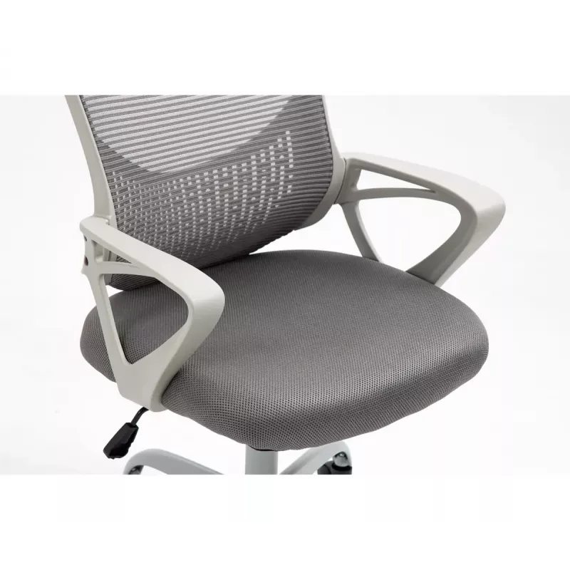 Bürodrehstuhl ActiveJet YK507 – gepolsterte Sitzfläche, Mesh-Rückenlehne, Stoffpolsterung grau, Höhe 90–100 cm, Rückenlehnenbreite 45 cm