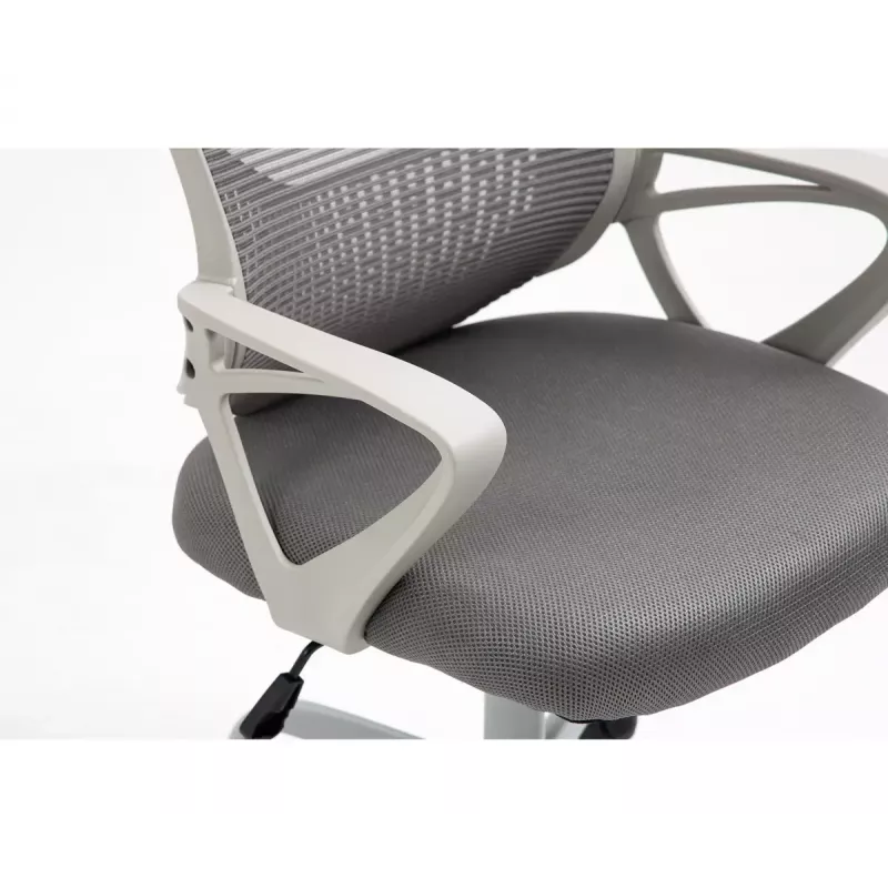 Bürodrehstuhl ActiveJet YK507 – gepolsterte Sitzfläche, Mesh-Rückenlehne, Stoffpolsterung grau, Höhe 90–100 cm, Rückenlehnenbreite 45 cm