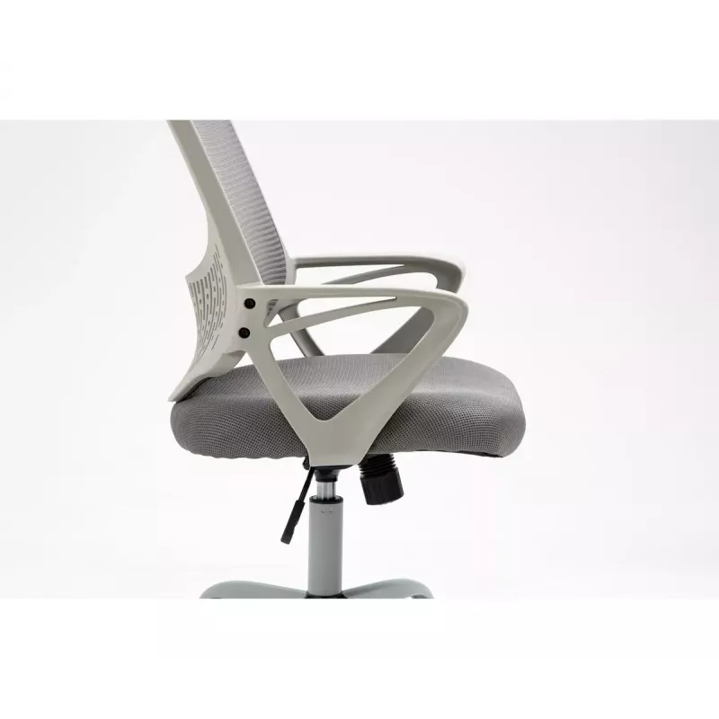 Bürodrehstuhl ActiveJet YK507 – gepolsterte Sitzfläche, Mesh-Rückenlehne, Stoffpolsterung grau, Höhe 90–100 cm, Rückenlehnenbreite 45 cm