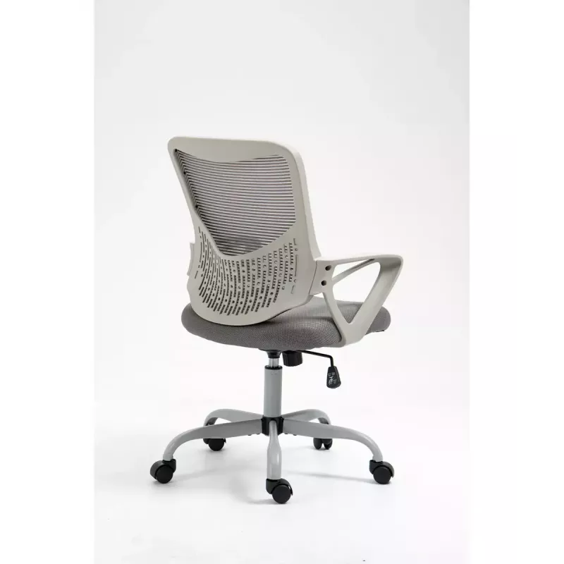 Bürodrehstuhl ActiveJet YK507 – gepolsterte Sitzfläche, Mesh-Rückenlehne, Stoffpolsterung grau, Höhe 90–100 cm, Rückenlehnenbreite 45 cm